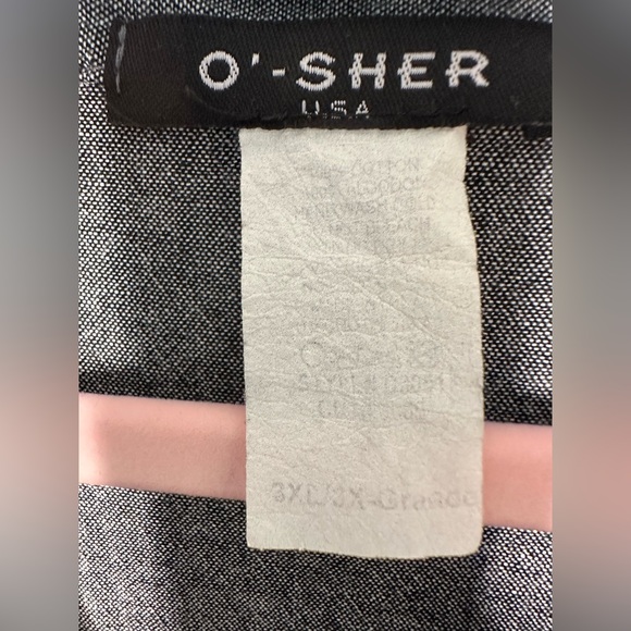 O’SHER USA 3X Y2K Ruffle Shirt Dress Gray Fit & Flare Belted Romantic Vintage - Picture 4 of 10